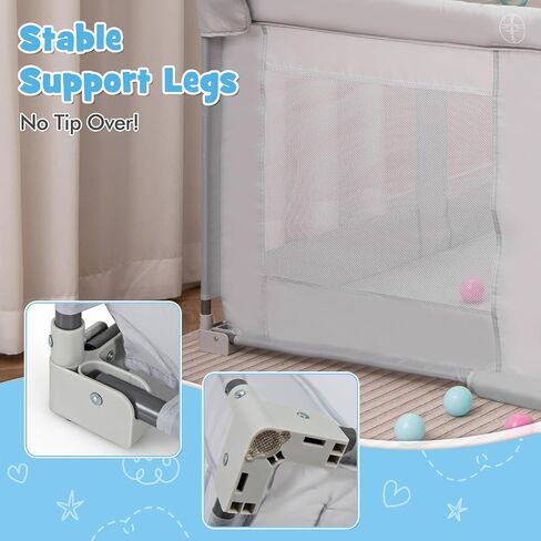 Costzon قابلة للطي للمسار للرضع ، 50''x50 '' Portable Play Pen مع 50 pcs balls Ocean Balls ، 4 مقابض ، حقيبة حمل ، شبكة مرئية ، مركز نشاط للأطفال مع أبواب ، بوابة داخلية وخارجية. in Saudi Arabia