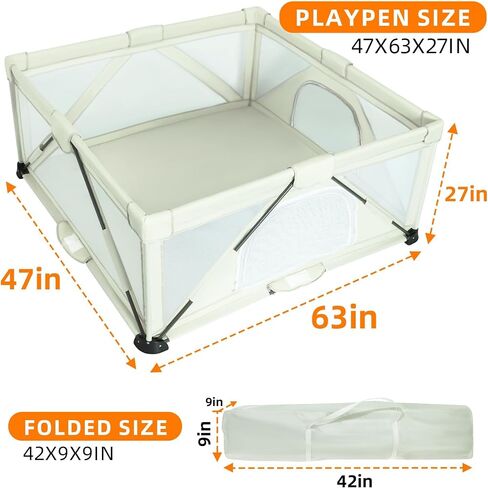 Foldable Baby Playpen 59X59 inch, iTiLike Playpen for Babies and Toddlers with 50 PCS Ocean Balls & 4 Handles, Indoor & Outdoor Kids Safety Play Pen Area, Portable Travel Play Yard in Saudi Arabia