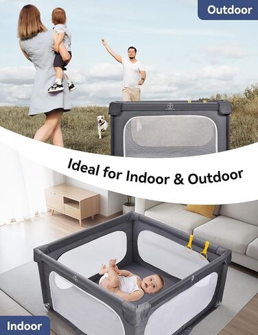 Playpen Playpen القابلة للطي ، 59 "× 59" ألعب أقلام للأطفال والأطفال الصغار ، وسياج أمان الأطفال الداخليين والخارجيين مع بوابة ، ساحة تشغيل سهلة مع شبكة مرئية 360 درجة وحقيبة تحمل ، والأزرق. in Saudi Arabia