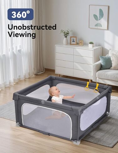 Playpen Playpen القابلة للطي ، 59 "× 59" ألعب أقلام للأطفال والأطفال الصغار ، وسياج أمان الأطفال الداخليين والخارجيين مع بوابة ، ساحة تشغيل سهلة مع شبكة مرئية 360 درجة وحقيبة تحمل ، والأزرق. in Saudi Arabia