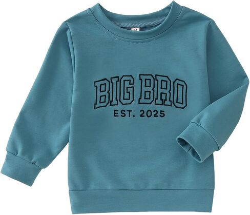 SOFEON Big Brother Sweatshirt Toddler Boy Embroidery Big Bro Est. 2025 Pullover Announcement Crewneck Long Sleeve Fall Tops in Saudi Arabia