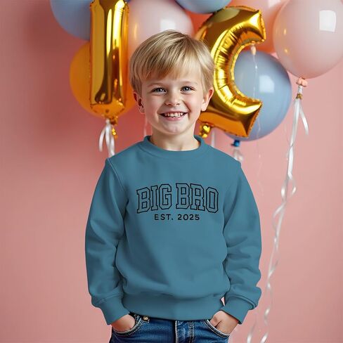 SOFEON Big Brother Sweatshirt Toddler Boy Embroidery Big Bro Est. 2025 Pullover Announcement Crewneck Long Sleeve Fall Tops in Saudi Arabia