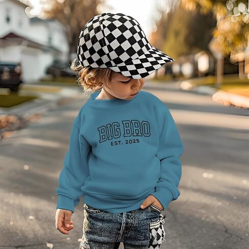 SOFEON Big Brother Sweatshirt Toddler Boy Embroidery Big Bro Est. 2025 Pullover Announcement Crewneck Long Sleeve Fall Tops in Saudi Arabia