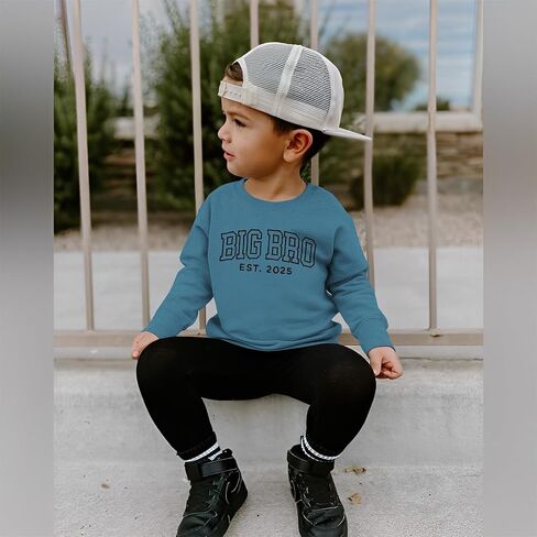 SOFEON Big Brother Sweatshirt Toddler Boy Embroidery Big Bro Est. 2025 Pullover Announcement Crewneck Long Sleeve Fall Tops in Saudi Arabia