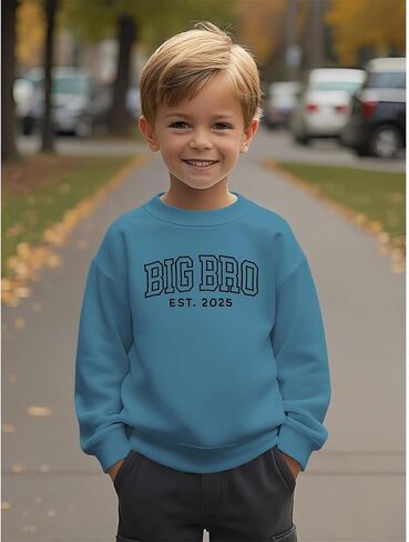 SOFEON Big Brother Sweatshirt Toddler Boy Embroidery Big Bro Est. 2025 Pullover Announcement Crewneck Long Sleeve Fall Tops in Saudi Arabia
