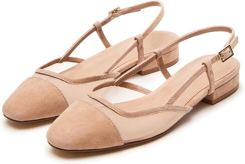 MICIFA Slingback Flats for Women, Round Toe Low Heel Sandals Fashion Splicing Dress Shoes for Women in Saudi Arabia