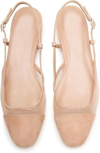 MICIFA Slingback Flats for Women, Round Toe Low Heel Sandals Fashion Splicing Dress Shoes for Women in Saudi Arabia
