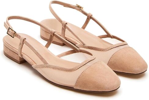 MICIFA Slingback Flats for Women, Round Toe Low Heel Sandals Fashion Splicing Dress Shoes for Women in Saudi Arabia