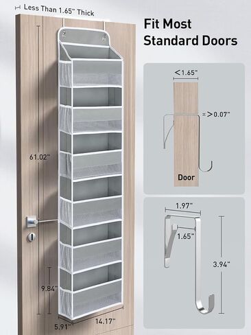 Yecaye 2 Pack Over The Door Organizer, 6-Tier Closet Door Hanging Organizer with 12 Mesh Pockets, Bathroom Organizers and Storage, Ultra Sturdy Large Capacity Over Door Storage Newborn Baby Essentials in Kuwait