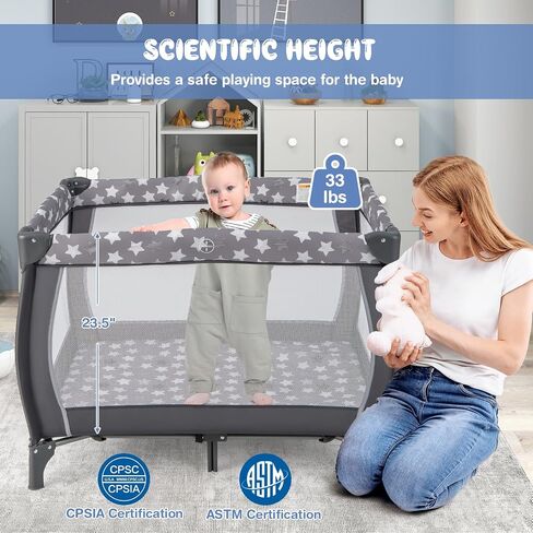 HONEY JOY Pack and Play, 3 in 1 Portable Baby Playard with Bassinet, Changing Table, Lockable Wheels, Music Box, Foldable Travel Baby Crib Nursery Center from Newborn to Toddler (Coffee Pink) in Saudi Arabia