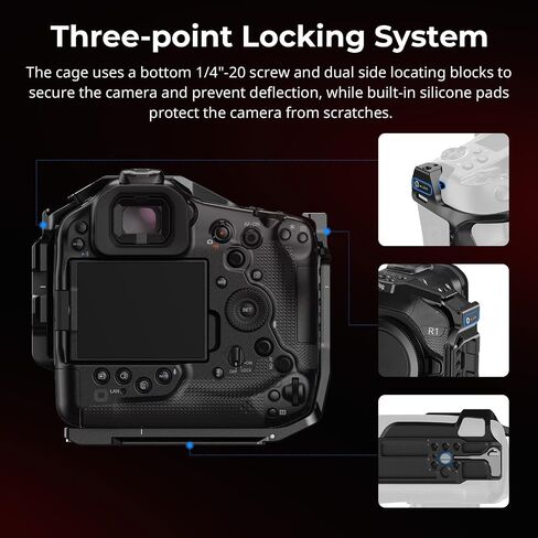 قفص صغير لـ Canon R1 ، قفص R1 الكامل مع حامل أحذية بارد قابلة للفصل ، لوحات إطلاق سريعة لـ ARCA ، 1/4 "-20 و 3/8" -16 لثغرات تحديد موقع ARRI ، ودعم التصوير العمودي والأفقي- 5413 in Saudi Arabia