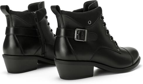 Athlefit Women's Short Ankle Boots Chunky Low Heel Round Toe Boots Comfortable Lace Up Booties with Side Zipper in Saudi Arabia
