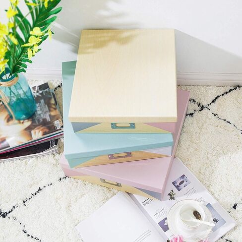 SLPR - Decorative Cardboard Photo Storage Boxes with Lids, Set of 3 | Decorative Paperboard Scrapbook Box Set for Keepsakes, Photos and Letter Papers, Large Cardboard Memory Organizers in Saudi Arabia