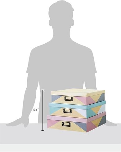 SLPR - Decorative Cardboard Photo Storage Boxes with Lids, Set of 3 | Decorative Paperboard Scrapbook Box Set for Keepsakes, Photos and Letter Papers, Large Cardboard Memory Organizers in Saudi Arabia
