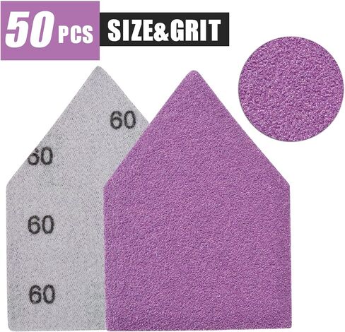 90mm x 65mm Triangle Sanding Sheets, Fits Milwaukee M12 Fuel Sander, Sandpaper Assortment 80, 120, 150, 180, 240 Grit (10 of Each), Hook & Loop Detail Sand Paper for Wood Finishing, Detail Sanding in Kuwait