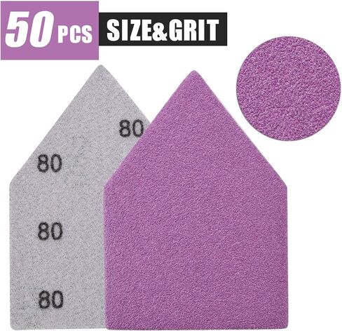 90mm x 65mm Triangle Sanding Sheets, Fits Milwaukee M12 Fuel Sander, Sandpaper Assortment 80, 120, 150, 180, 240 Grit (10 of Each), Hook & Loop Detail Sand Paper for Wood Finishing, Detail Sanding in Kuwait