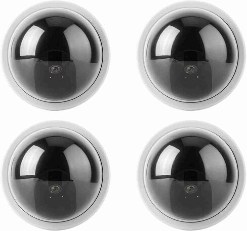 4pcs Dome Simulation Camera CCTV Dummy Fake Security Camera with Flashing Led Light (White) in Kuwait