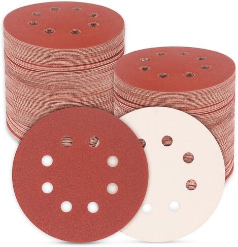 175 PCS Sand Paper 5 بوصة 8 أقراص الصنفرة ، وحلقات الحلقة المدارية ، 40،60،80،120،150،220،320،400،600 حبة ورق الصنفرة للتنعيم والتشطيب in Saudi Arabia