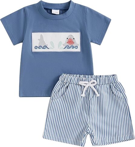 Baby Boy Summer Clothes Tropical Palm Tree Print T-shirt Shorts Set Infant Toddler Hawaiian Beach Outfits in Saudi Arabia