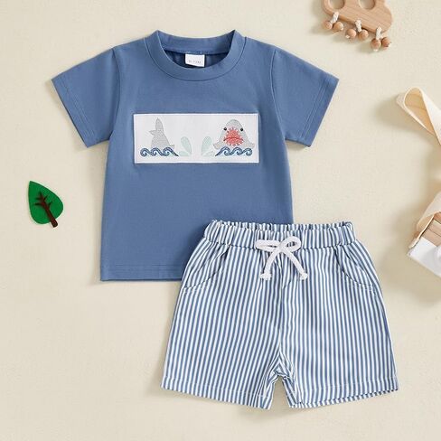 Baby Boy Summer Clothes Tropical Palm Tree Print T-shirt Shorts Set Infant Toddler Hawaiian Beach Outfits in Saudi Arabia
