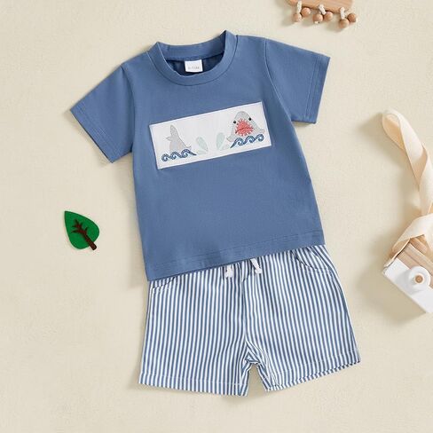 Baby Boy Summer Clothes Tropical Palm Tree Print T-shirt Shorts Set Infant Toddler Hawaiian Beach Outfits in Saudi Arabia
