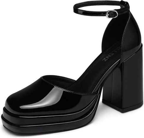 Women Chunky High Heels: Comfortable Ankle Strap Platform Pumps, Dress Wedding Shoes Party Bridal Graduation Pumps Black White Hot Pink Size 6-11 in Kuwait