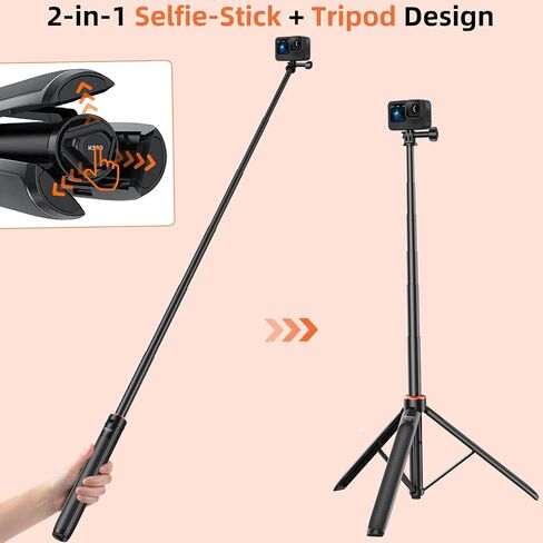 53.5 "Osmo Action 5 Pro Selfie Stick Tripod for DJI Action 4/3 ، OSMO 360 - قابلة للتمديد سفر مدونة مدونة DJI Osmo Action 5 Pro/4/3 ، DJI Osmo 360 ، DJI Osmo Pocket 3 - Osmo Action Accessories in Kuwait