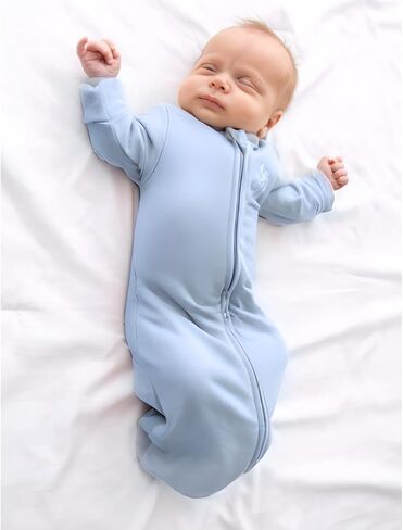 Organic Cotton Blend, All-in-One Butterfly Wing Sleep Sack Transitional Training System for Newborn Infant Baby with Wash Bag, Preemie (4-7 lbs), Blue in Saudi Arabia