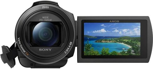 Sony FDR-AX43 UHD 4K Handycam Camcorder + 4K شاشة خارجي + 2 × 64 جيجابايت بطاقات الذاكرة + 3 X NP-FV70 بطاريات + 3 قطعة مرشح + عدسة زاوية واسعة + عدسة تليفوتوغرافية + حقيبة-حزمة مدونة in Kuwait