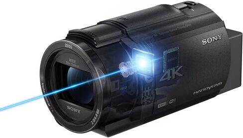 Sony FDR-AX43 UHD 4K Handycam Camcorder + 4K شاشة خارجي + 2 × 64 جيجابايت بطاقات الذاكرة + 3 X NP-FV70 بطاريات + 3 قطعة مرشح + عدسة زاوية واسعة + عدسة تليفوتوغرافية + حقيبة-حزمة مدونة in Kuwait
