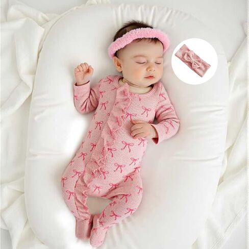 Newborn Baby Girl Coming Home Outfit Floral Print Footed Jumpsuit | Newborn Baby Girl Outfits Floral Print Footed Jumpsuit Long Sleeve Romper Cute Fall Baby Coming Home Outfit With Headband in Saudi Arabia