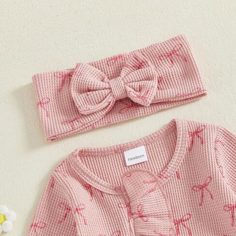 Newborn Baby Girl Coming Home Outfit Floral Print Footed Jumpsuit | Newborn Baby Girl Outfits Floral Print Footed Jumpsuit Long Sleeve Romper Cute Fall Baby Coming Home Outfit With Headband in Saudi Arabia