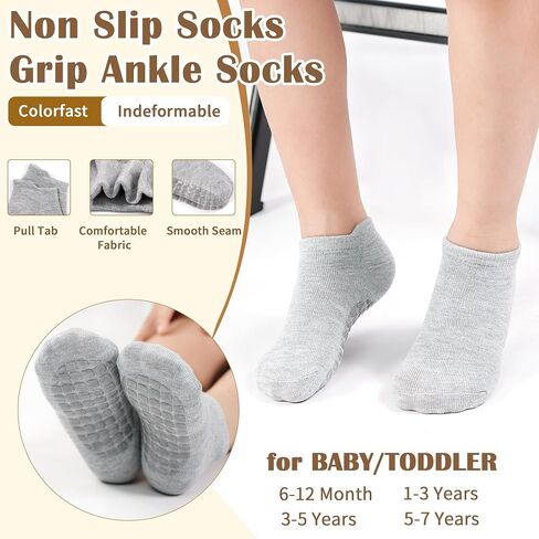 Toddler Non Slip Socks, Kids Grip Ankle Socks, Anti Skid Sock 15 Pairs for Active Boys Girls Kids 6 Months-7 Years in Saudi Arabia