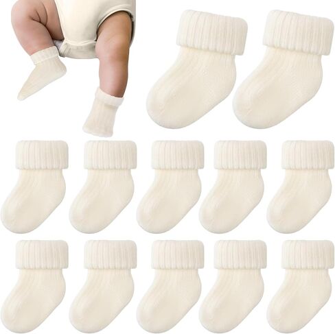 JenPen 6 Pairs Wool Preemie Socks Premature Turn Cuff Wool Socks for Preemie Boys Girls Hospital Nicu Baby Shower in Saudi Arabia