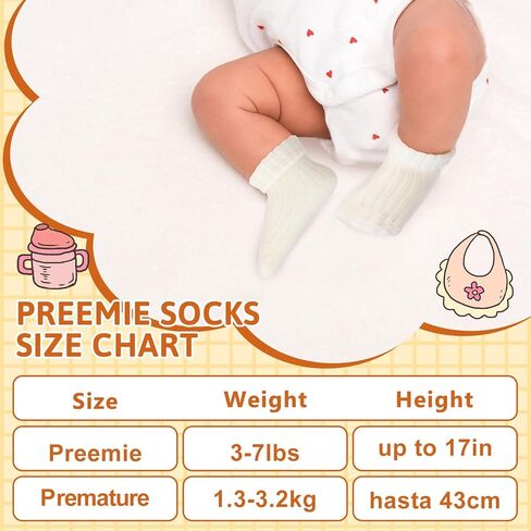 JenPen 6 Pairs Wool Preemie Socks Premature Turn Cuff Wool Socks for Preemie Boys Girls Hospital Nicu Baby Shower in Saudi Arabia