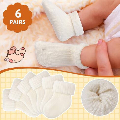 JenPen 6 Pairs Wool Preemie Socks Premature Turn Cuff Wool Socks for Preemie Boys Girls Hospital Nicu Baby Shower in Saudi Arabia