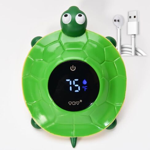 TKY Baby Bath Thermometer with Floating Toys - Digital Water & Room Temperature Monitor, Rechargeable Thermometer with Alerts for Newborn Bath Essentials, Infant Safety in Kuwait