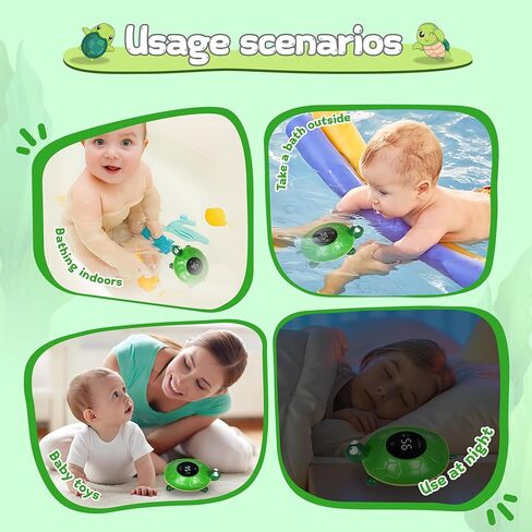 TKY Baby Bath Thermometer with Floating Toys - Digital Water & Room Temperature Monitor, Rechargeable Thermometer with Alerts for Newborn Bath Essentials, Infant Safety in Kuwait