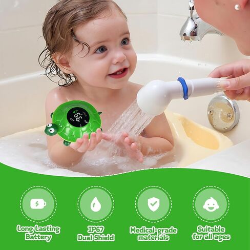 TKY Baby Bath Thermometer with Floating Toys - Digital Water & Room Temperature Monitor, Rechargeable Thermometer with Alerts for Newborn Bath Essentials, Infant Safety in Kuwait