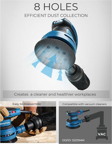 Dong Cheng 5-Inch Random Orbital Sander 380W 12800OPM Electric Palm Sander, 6 Variable Speeds, with 20pcs Sandpaper & Detachable Dust Bag, Power Sander for Woodworking, Sanding & Polishing (Renewed) in Saudi Arabia
