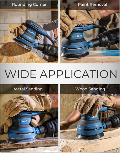 Dong Cheng 5-Inch Random Orbital Sander 380W 12800OPM Electric Palm Sander, 6 Variable Speeds, with 20pcs Sandpaper & Detachable Dust Bag, Power Sander for Woodworking, Sanding & Polishing (Renewed) in Saudi Arabia