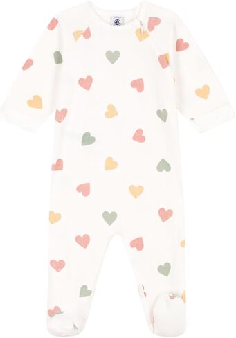 Petit Bateau Babies' Multicoloured Heart Patterned Velour footies SIZES 1-24 MONTHS in Saudi Arabia