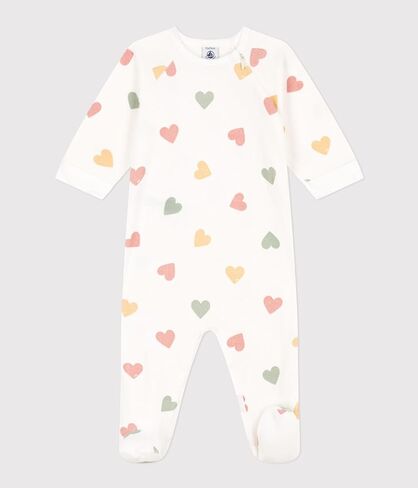 Petit Bateau Babies' Multicoloured Heart Patterned Velour footies SIZES 1-24 MONTHS in Saudi Arabia