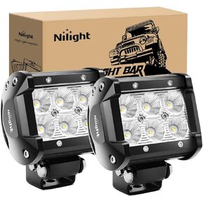 Nilight Ranger Backup Light 48W Flood Reverse Rear Lights LED Tractor Lights LED Pod Lights Plug N Play Kit متوافق مع 2018-2024 Polaris Ranger 1000 XP/Ranger 1000 XP Crew، ضمان لمدة عامين in Kuwait