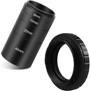 Astromania Astronomical T2 -Extension Tube Kit للكاميرات والعيون - الطول 8 مم 10 مم 20 مم - حزمة مع - محول T -Ring لـ Canon EOS in Kuwait