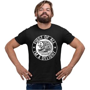 Go All Out First of All I'm A Delight Funny Possum Mens Toddler Women Youth T-Shirt in Kuwait