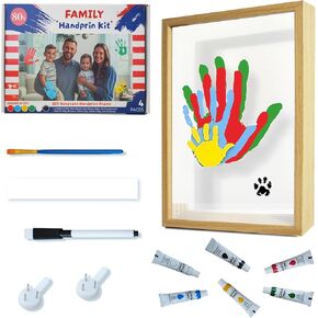 80S Family Handprint Kit, Handprint Art Craft DIY Kit, Baby Hand Print Gift for New Moms, Parents, Grandparents, 6 Safe, Non-Toxic Paints, Ideal for Mother's Day, Father's Day, Anniversary & More in Kuwait