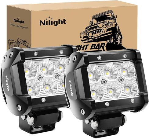 Nilight Ranger Backup Light 48W Flood Reverse Rear Lights LED Tractor Lights LED Pod Lights Plug N Play Kit متوافق مع 2018-2024 Polaris Ranger 1000 XP/Ranger 1000 XP Crew، ضمان لمدة عامين in Kuwait