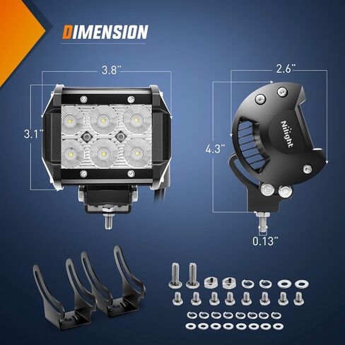 Nilight Ranger Backup Light 48W Flood Reverse Rear Lights LED Tractor Lights LED Pod Lights Plug N Play Kit متوافق مع 2018-2024 Polaris Ranger 1000 XP/Ranger 1000 XP Crew، ضمان لمدة عامين in Kuwait