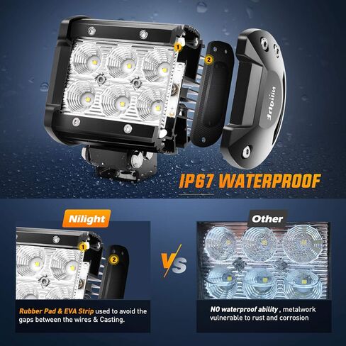 Nilight Ranger Backup Light 48W Flood Reverse Rear Lights LED Tractor Lights LED Pod Lights Plug N Play Kit متوافق مع 2018-2024 Polaris Ranger 1000 XP/Ranger 1000 XP Crew، ضمان لمدة عامين in Kuwait
